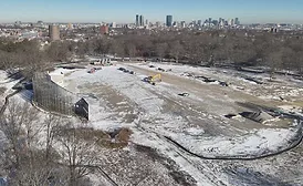 A photo of White Stadium construction in Boston