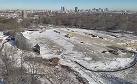 A photo of White Stadium construction in Boston