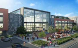 A rendering of The Beat, a mixed-use project on the site of the former Boston Globe facility