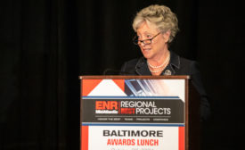 Linda Rabbitt speaks at the ENR MidAtlantic Best Projects awards in October 2021