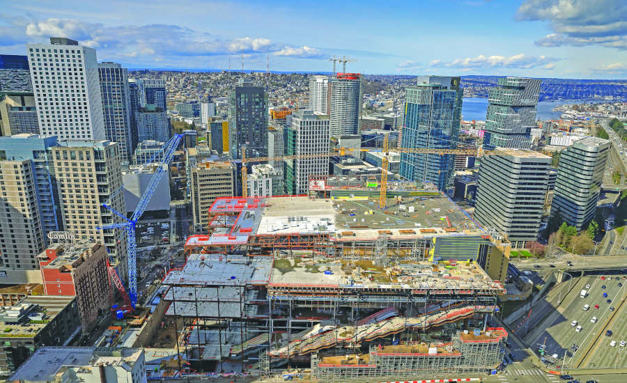 Washington State Convention Center in Seattle under construction