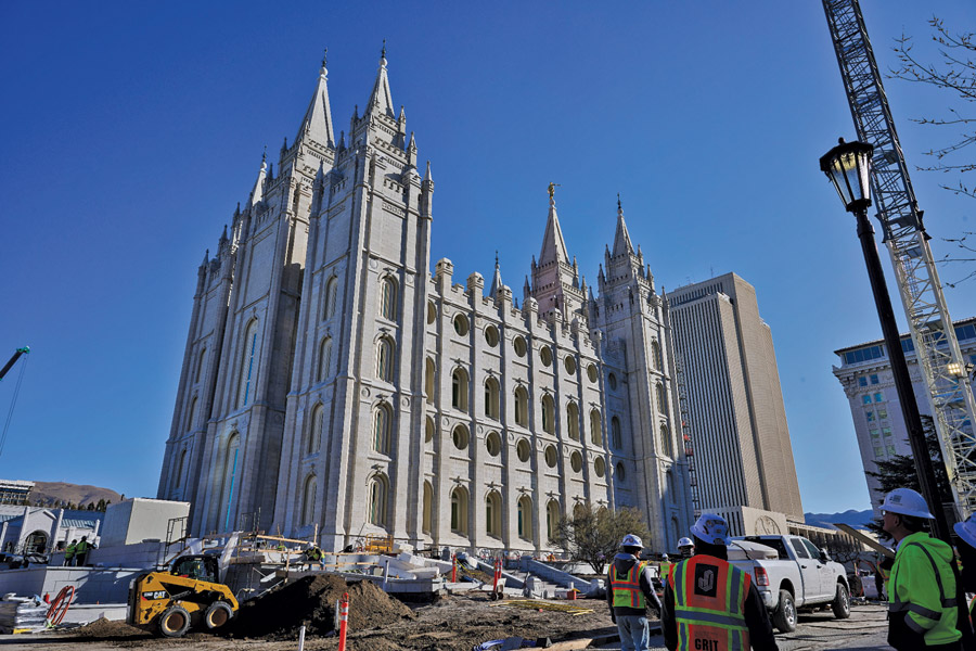 scaffolding around the temple