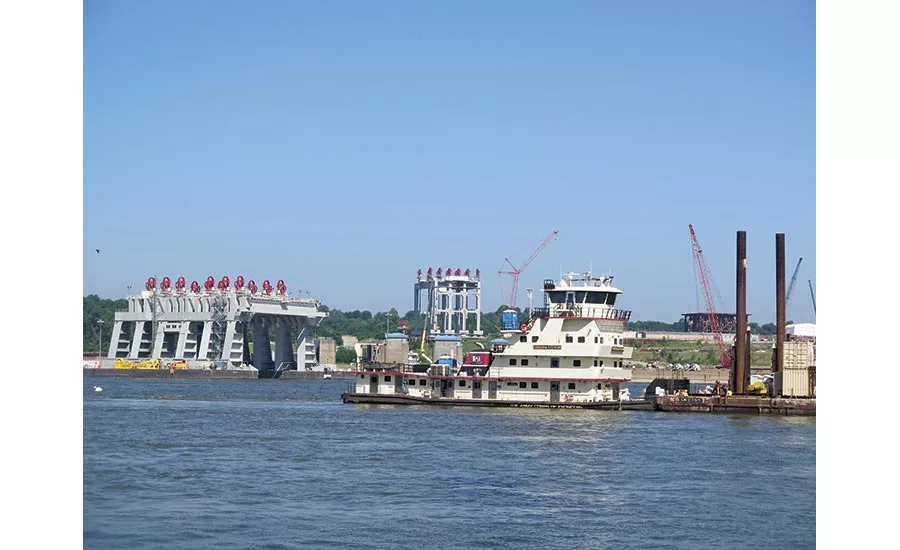 barges crossing Ohio River