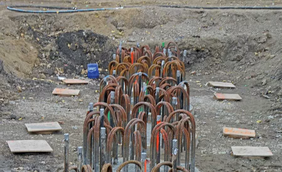 Concrete cures around the rebar