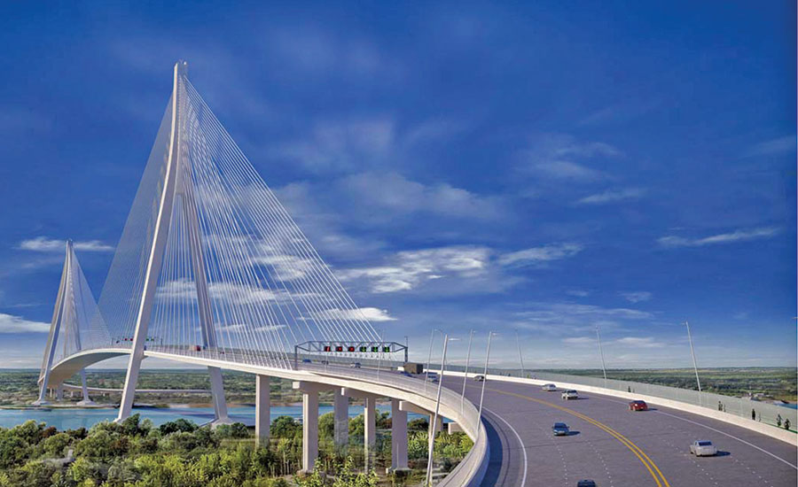 Gordie Howe Bridge Site Construction