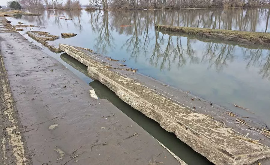 Mixing wastewater with flood water