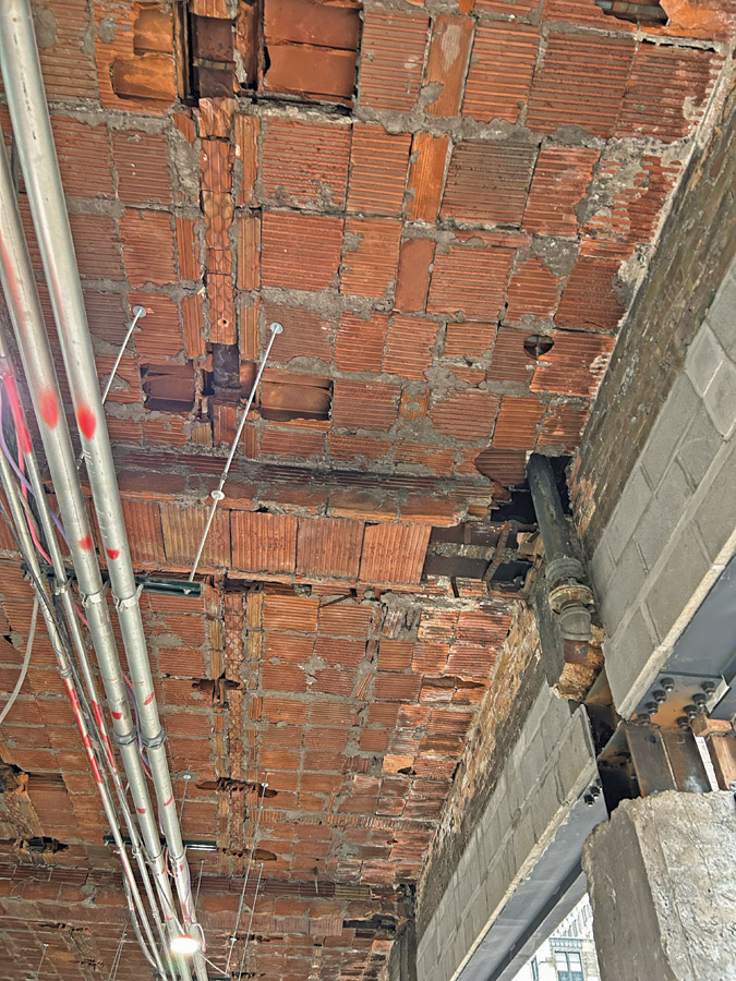Old terra-cotta ceiling tiles