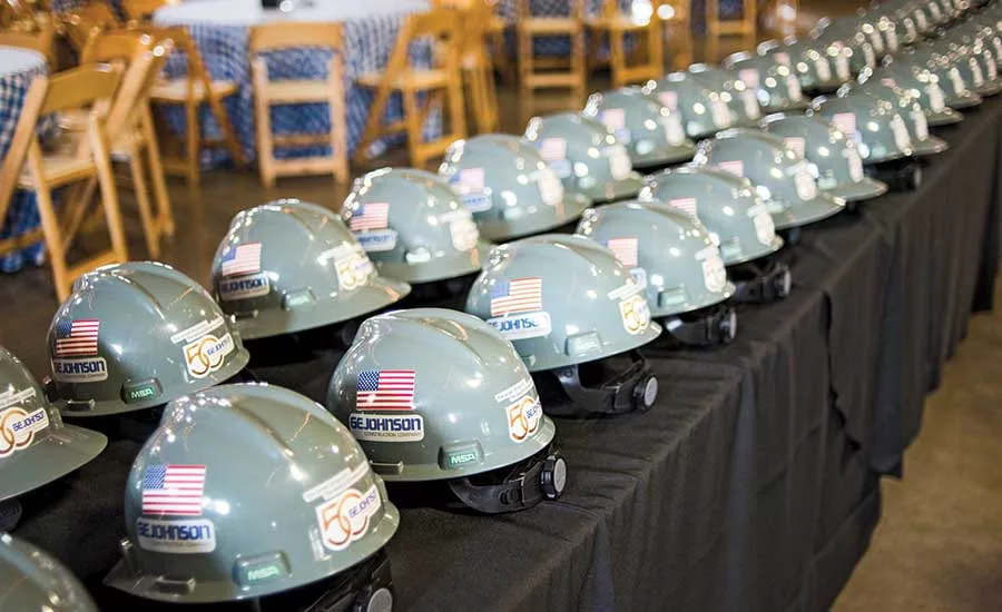 Gray hard hats