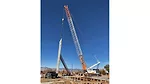 A crane lifts