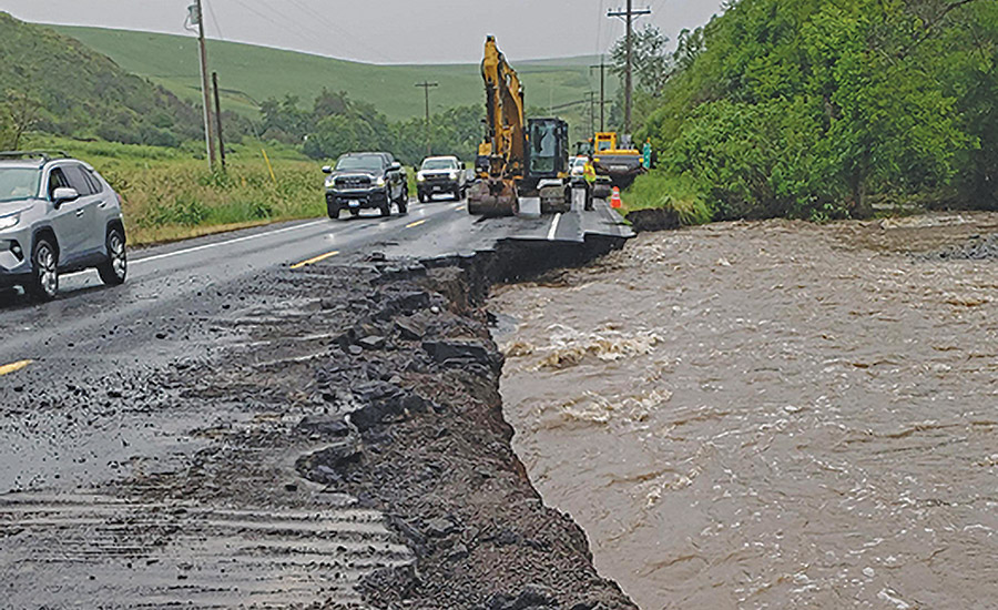 roads and bridges damaged by heavy rains