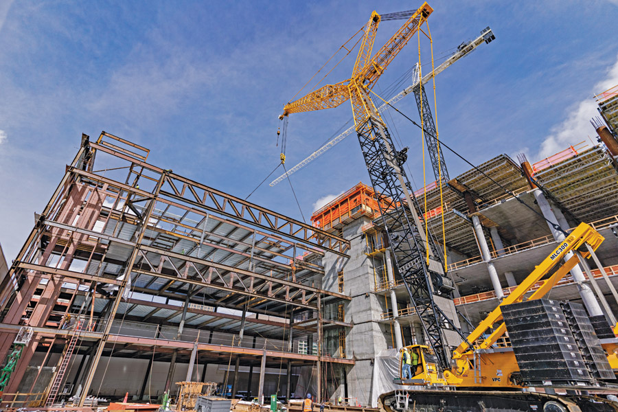 two tower cranes