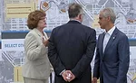 Ginger Evans briefs Mayor Emanuel at press conference