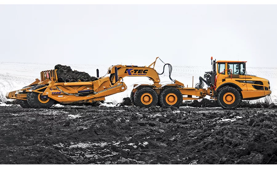 K-Tec Earthmovers 1228ADT is a 28-cu-yd scraper