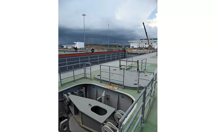 going through the Panama Canal locks