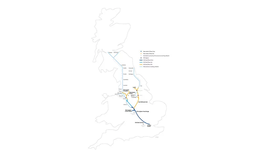 England High-Speed Rail map