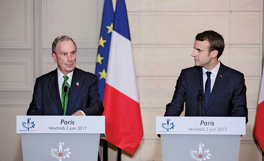 Michael Bloomberg and President Emmanuel Macron