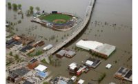 Downtown Davenport, Iowa flooding