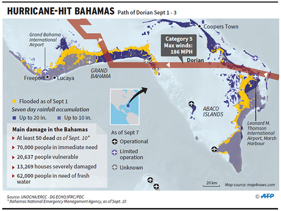 Hurricane-hit Bahamas map