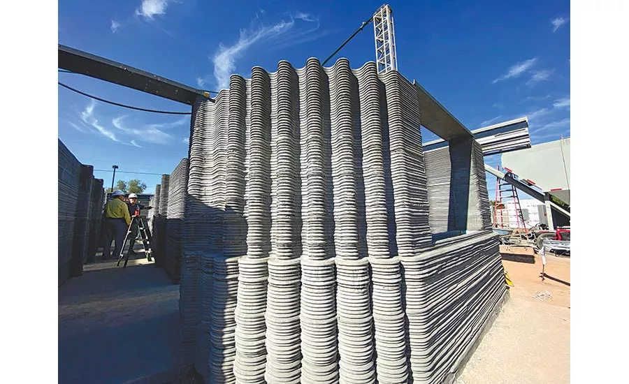 3D-printed walls of the home