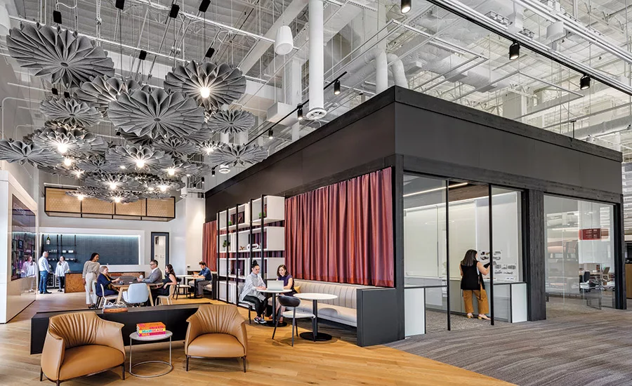 glass-walled meeting rooms