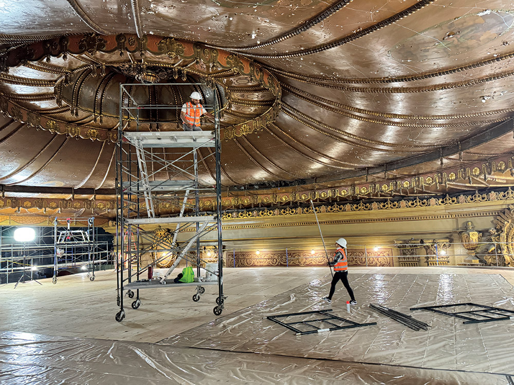 cleaning the ceiling