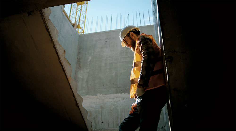 depressed construction worker