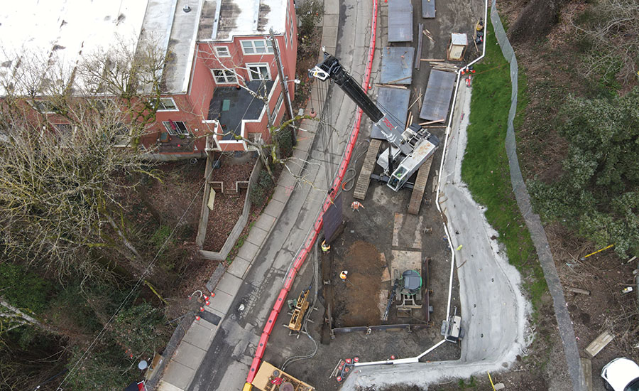 Carolina Trunk Project construction next to residential building