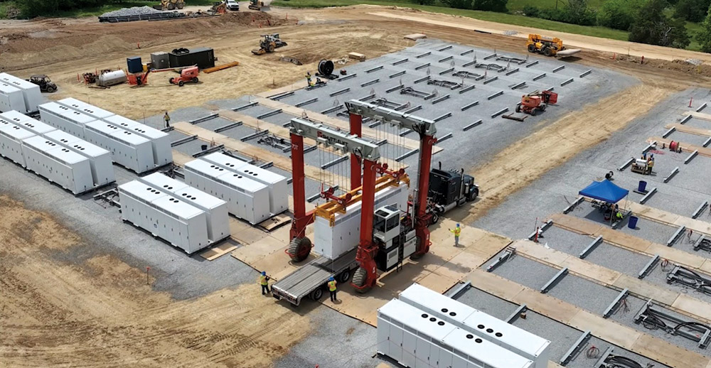 gantry crane at energy storage site