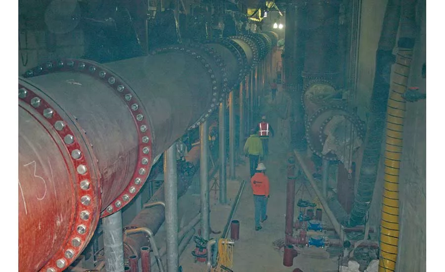 4-ft-dia backwash pipe