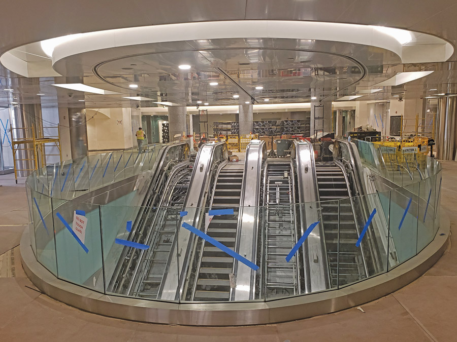 A bank of escalators