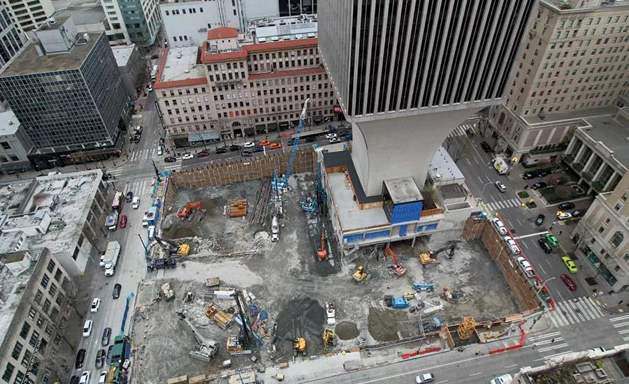 Rainier Square Tower secant wall tiebacks