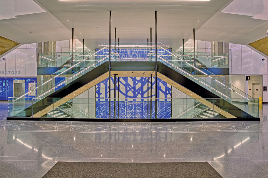 new facility’s central staircase