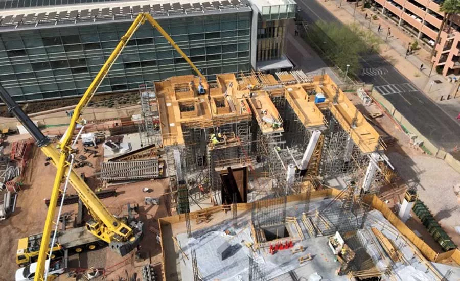 Concrete for the vertical columns