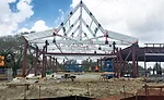Wooden beams frame