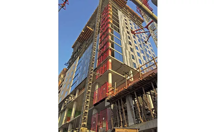 Hotel tower’s entire exterior