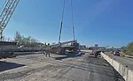 A truck delivers