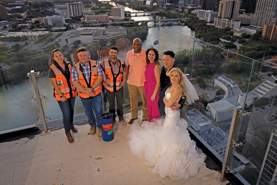 wedding in a construction site