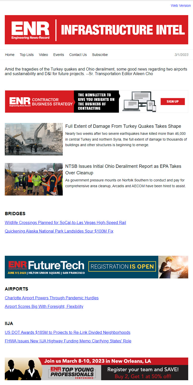ENR Equipment eNewsletter.