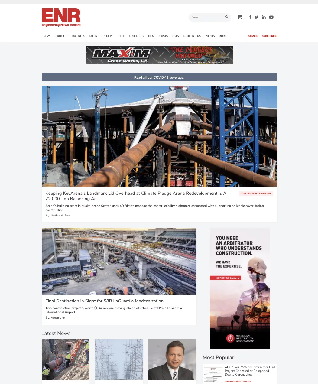 ENR.com new homepage design
