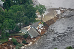 Overflowing Lake Carves a Breach and Drains Away