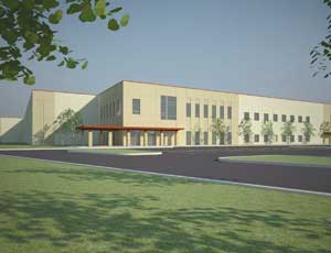 When completed, Empire Merchants North will have 35,000 sq ft of office space and 220,000 sq ft of warehouse space and will accommodate a potential 130,000 sq ft warehouse expansion. Rendering courtesy of KSS Architects. 