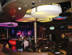 “Sevens” is the new $2.15-million sports bar and entertainment venue at the Casino Queen in East St. Louis, Ill. Kaiser Electric recently completed wiring for the club’s extensive array of lighting, stage, audiovisual, and bar equipment. 