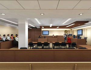 One of the B.F. Sisk courtrooms, as envisioned by SmithGroup.
