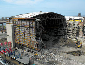 The Erie Canal Harbor Development Corp. razed Buffalo’s 1930s-era Memorial Auditorium to make way for the mixed-use Canal Side development.