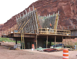 One of two pier tables on the U.S. 191 Colorado River Bridge project just south of Moab.