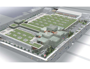 An aerial view of the green roof planned for the Jacob K. Javits Convention Center in New York.