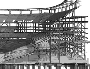 Structural model of Meadowlands Stadium, East Rutherford, New Jersey.