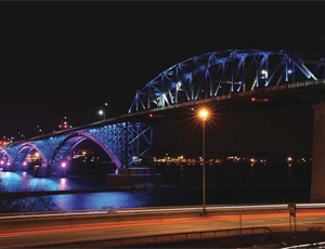 Aesthetic Lighting of Peace Bridge-Fort Erie, Ontario, Buffalo, N.Y.