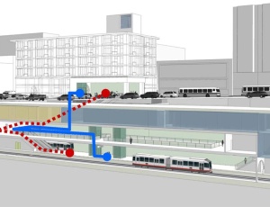 The Moscone Center station is one of three underground stations on the Central Subway route.