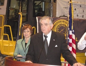 From left, U.S. Rep. Debbie Halvorson and Transportation Secretary Ray LaHood. 